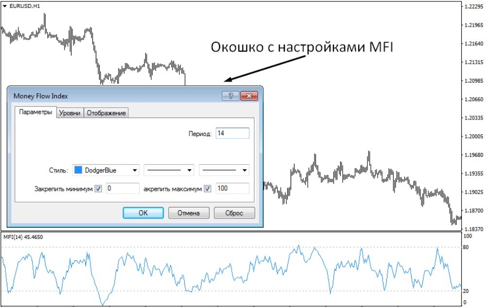 окно с настройками mfi